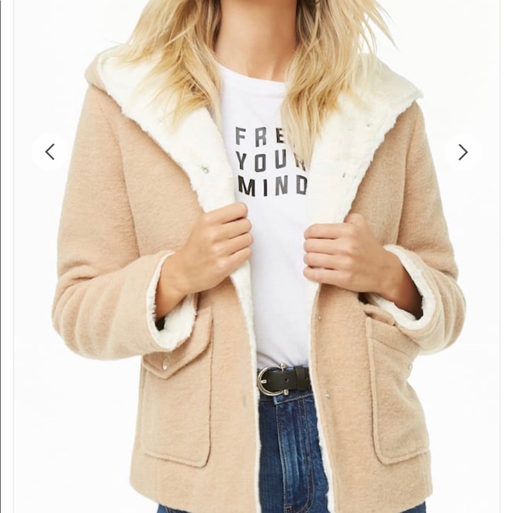 Faux Fur Trim Wool Blend Jacket